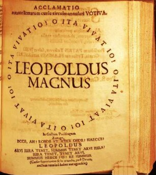 In diem onomasticum Leopoldi Magni, Caesaris augustissimi, ... domini ac principum maximi : [XV. Nov. 1689]