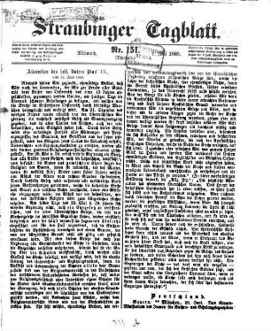 Straubinger Tagblatt : Straubinger Zeitung ; Straubinger Anzeiger ; gegründet 1860. 8,[2]. 1868 = Juli - Dez.