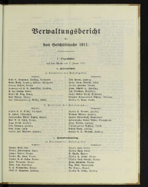 Verwaltungsbericht für das Geschäftsjahr 1911.
