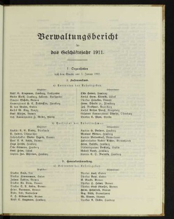 Verwaltungsbericht für das Geschäftsjahr 1911.