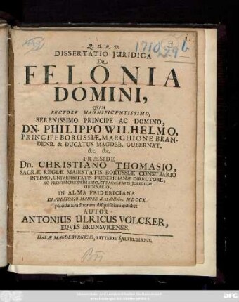 Dissertatio Juridica De Felonia Domini