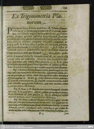 Ex Trigonometria Planorum