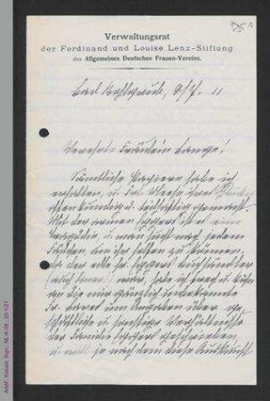 Brief von Pauline Voigtländer an Helene Lange