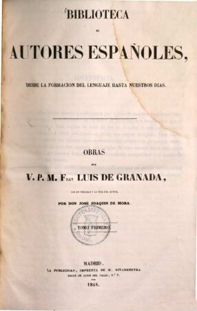 Obras del V. P. M. Fray Luis de Granada. 1