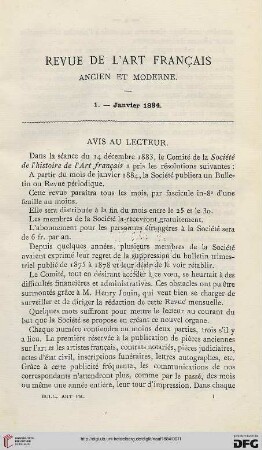 Nr. 1 (Janvier 1884)