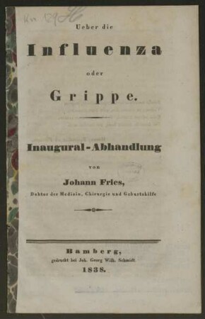 Ueber die Influenza oder Grippe