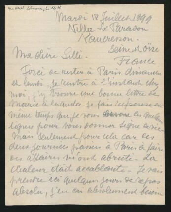 Brief an Lilli Lehmann : 18.07.1899