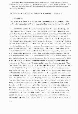 Kurzbericht - Diskussionsverlauf - Fünf-Punkte-Programm