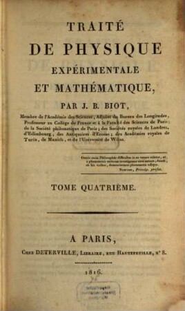 Traité de physique expérimentale et mathématique. 4