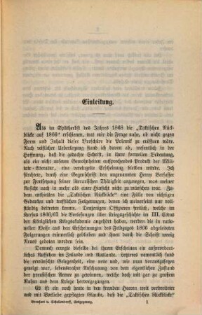 Ein Rückblick auf die "Taktischen Rückblicke" und Entgegnung auf die Schrift "Über die preußische Infanterie 1869"