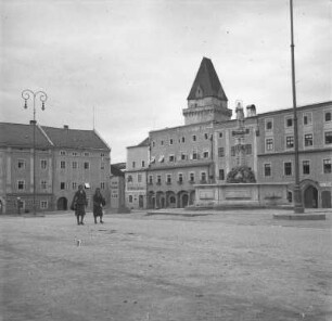 Marktplatz : Aufnahme des Marktplatzes in Freistadt. Im Hintergrund das Spitzdach vom Linzertor.