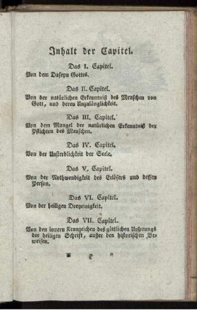 Inhalt der Capitel.