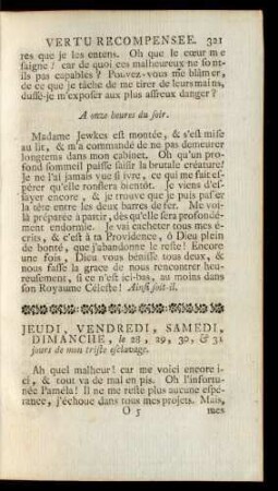 Jeudi, Vendredi, Samedi, Dimanche, le 28, 29, 30, & 31 jours de mon triste esclavage.