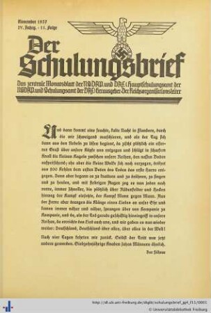 IV. Jahrgang, Folge 11: Der Schulungsbrief