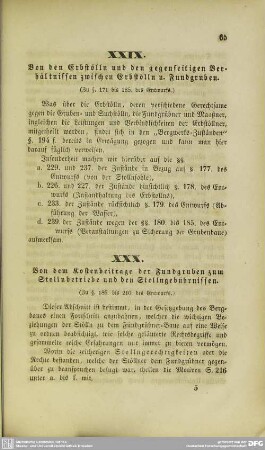 XXIX. Von den Erbstölln und den gegenseitigen Verhältnissen zwischen Erbstölln u. Fundgruben