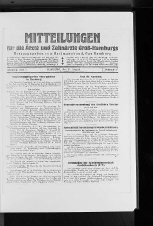 Generalversammlung des ärztlichen Vereins.
