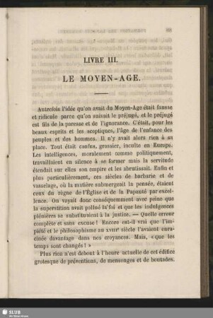 Livre III. Le Moyen-Age