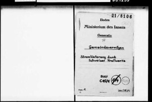 Bezahlung der Stromlieferungen Schweizer Kraftwerke an badische Gemeinden