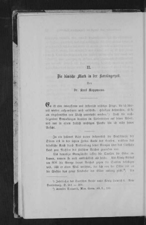II. Die dänische Mark in der Karolingerzeit.