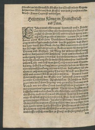 Heinricus König in Franckreich und Polen.