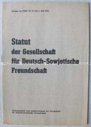 Statut der Gesellschaft für Deutsch-Sowjetische Freundschaft (DSF)