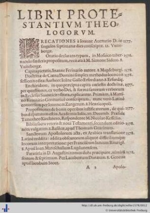 Libri Protestantivm Theologorvm.