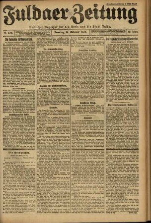 Erste Ausgabe vom Sonntag, den 14. Oktober 1923.