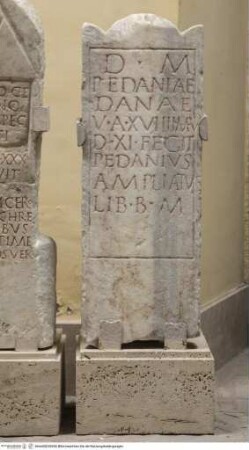 Stele mit Grabinschrift "D(is) M(anibus) // PEDANIAE // DANAE ..."
