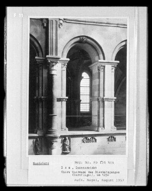 Magdeburg, Dom St. Mauritius und St. Katharina, Innenaufnahme, Chor : Chorwand des Bischofsganges (Nordflügel), um 1230