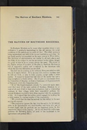 The natives of southern Rhodesia