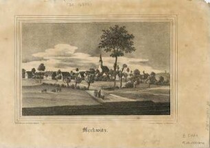 Ansicht von Merkwitz, Lithographie, um 1840 : Merkwitz / N. d. Nat. gez. v. Julius Möckel. - [Dresden] : [Schmidt] ; [Dresden] : Renner u. Ketzschau , [um 1840]. - 1 Kunstbl. : Lithogr. ; 19 x 12 cm