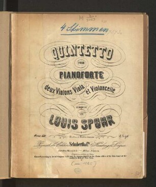 Quintetto pour pianoforte, deux violons, viola et violoncelle : uv. 130