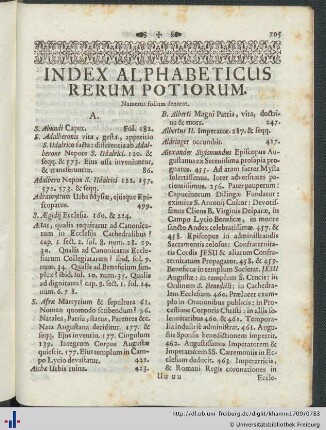 Index Alphabeticus Rerum Potiorum.