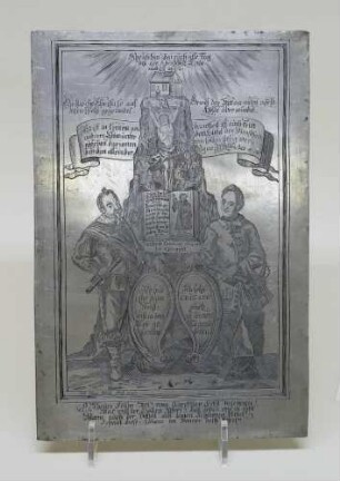 Platte aus Anlass des 100jährigen Jubiläums der Krönung Gustav Adolphs von Schweden zum König (?)