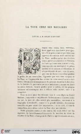 2. Pér. 32.1885: La Tour chez ses notaires : lettre à M. Jules Guiffrey