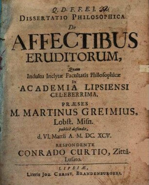 Diss. philos. de affectibus eruditorum