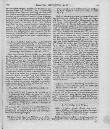 [Schriften in Bezug auf die Säcularfeier der Berner Reformation] Précis de l'histoire de la réformation de la ville et république de Berne suivi d'un appendice sur la Réformation des Bailliages du Jura, publié à l'ocasion du Jubilé de 1828.  Haller [1828]