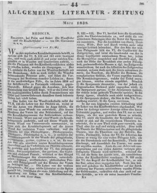 Eisenmann, J. G.: Die Wund-Fieber und die Kindbett-Fieber. erlangen: Palm & Enke 1834 (Fortsetung von Nr. 43)