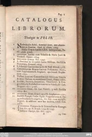 Catalogus Librorum.