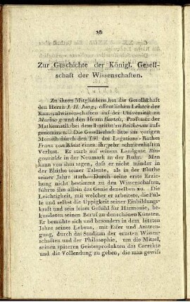 Zur Geschichte der Königl. Gesellschaft der Wissenschaften