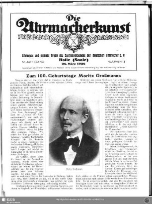 Zum 100. Geburtstage Moritz Grossmanns