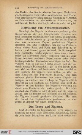 Das Tonen und Fixieren