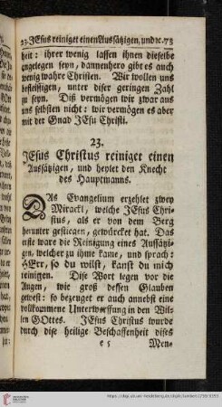 23. Jesus Christus reiniget einen Aussäßigen und heilet den Knecht des Hauptmanns