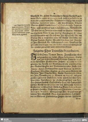 … die Chur Trierische Protestation