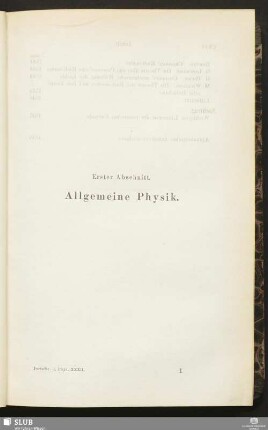 Erster Abschnitt. Allgemeine Physik