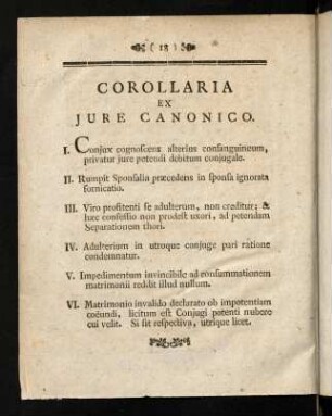 18-19, Corollaria Ex Jure Canonico. Ex Jure Feudali.