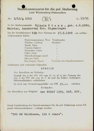Stamm, Wilhelm