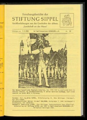 Forschungsberichte der Stiftung Sippel, Göttingen am 1.1.1983, Nr. 39
