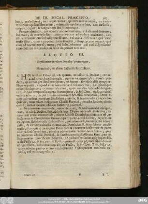 Sectio III. Explicatur tertium Decalogi praeceptum.