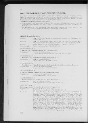 III. Sonderforschungsbereiche (SFB)